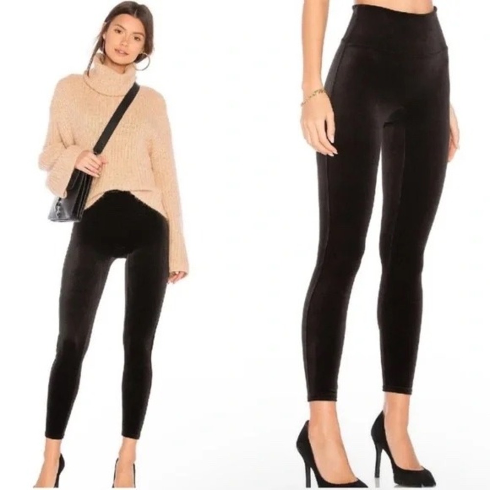 SPANX Velvet Leggings High Waisted‎ Lounge Pants Black Size L